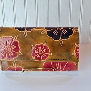 Tooled Leather Wallet Floral Design